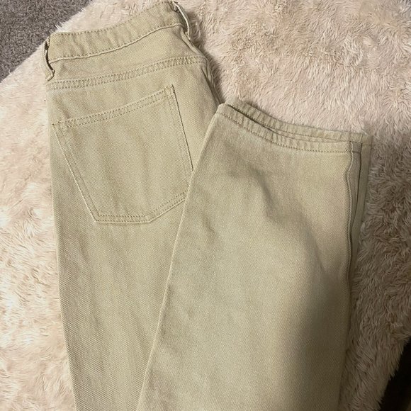 SHEIN Slant Pocket Straight Leg Jeans - Khaki - Picture 2 of 3